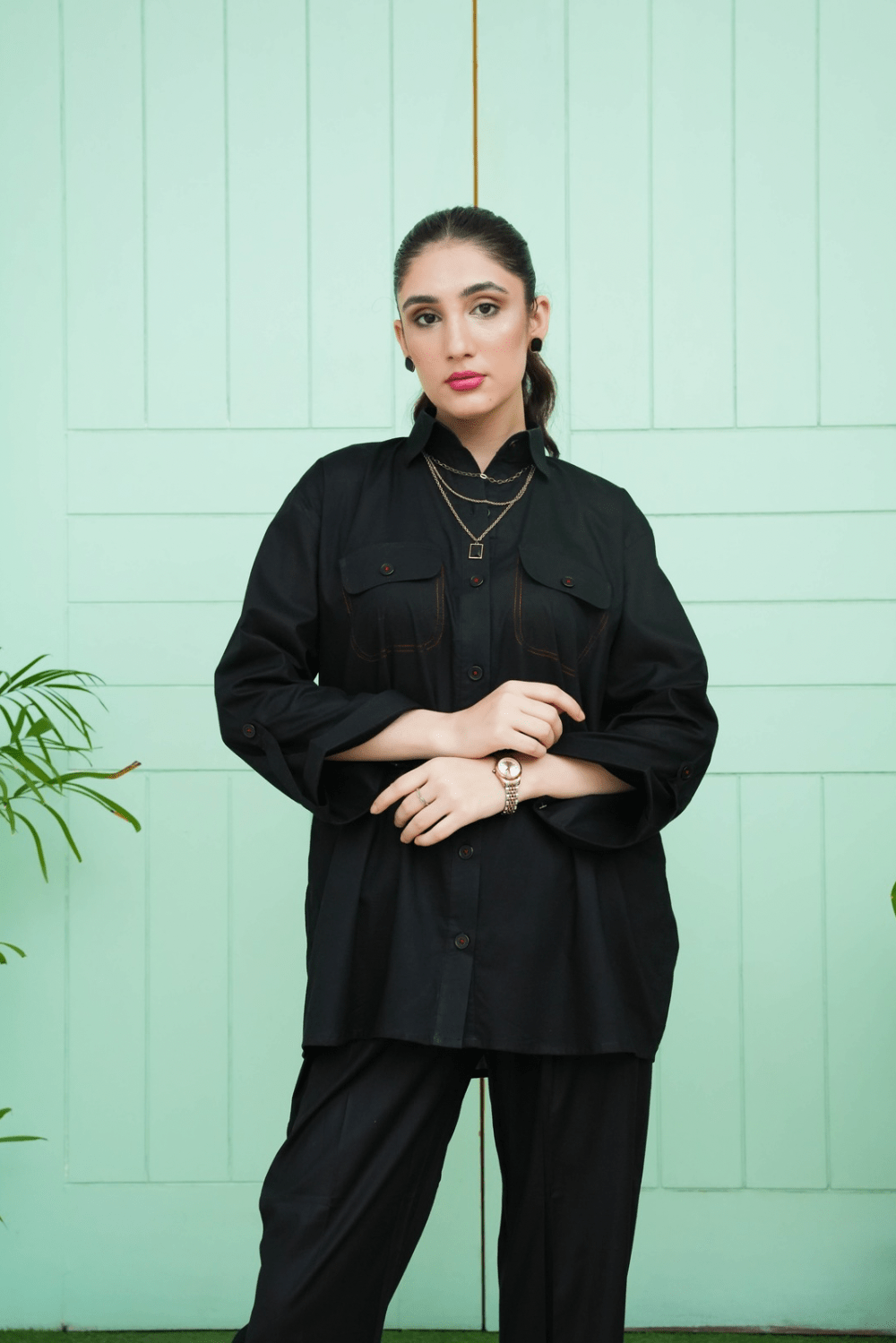 Ayesha.B Small / Black 2pcs solid