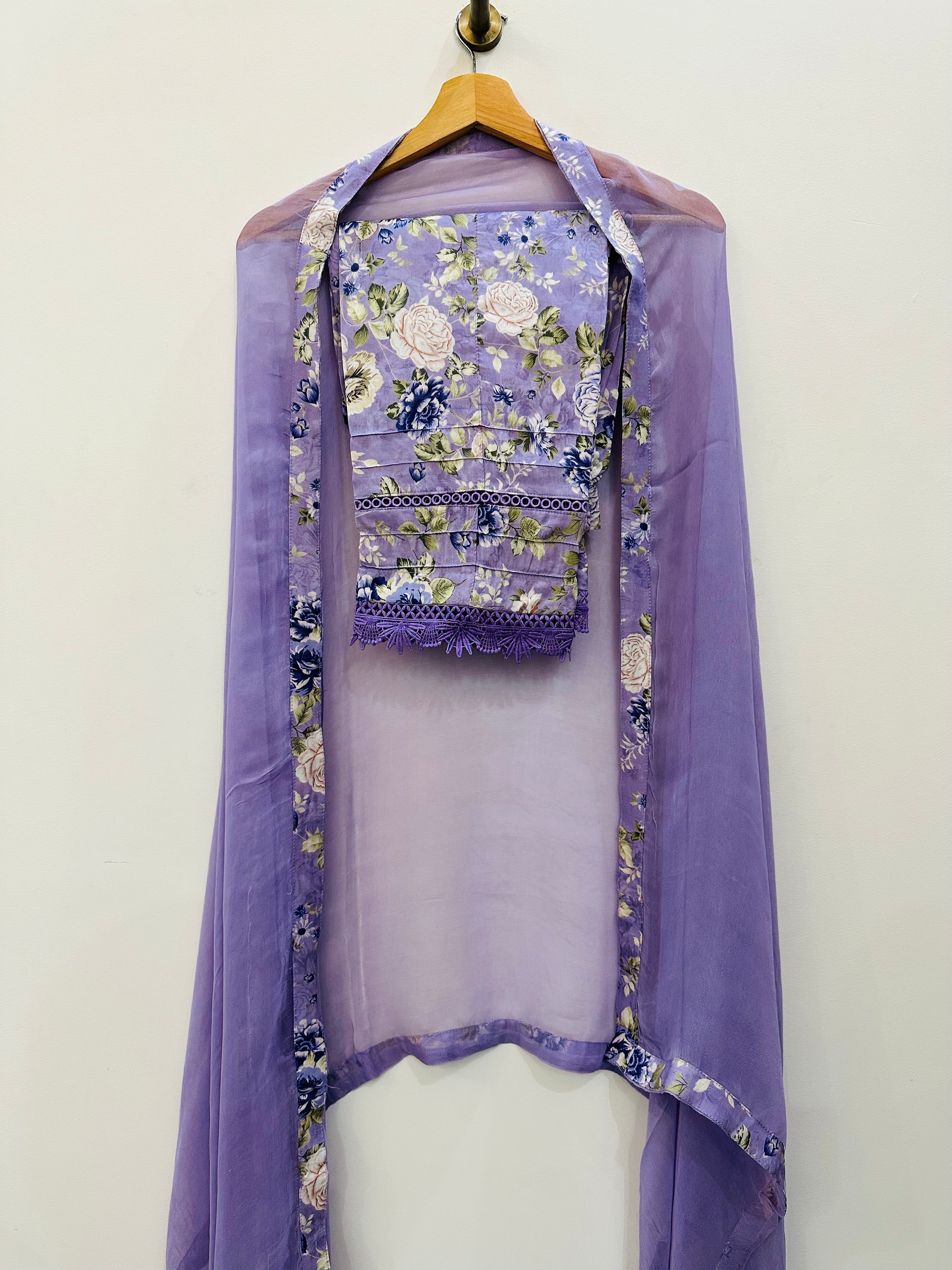 3pcs lilac lawn suit