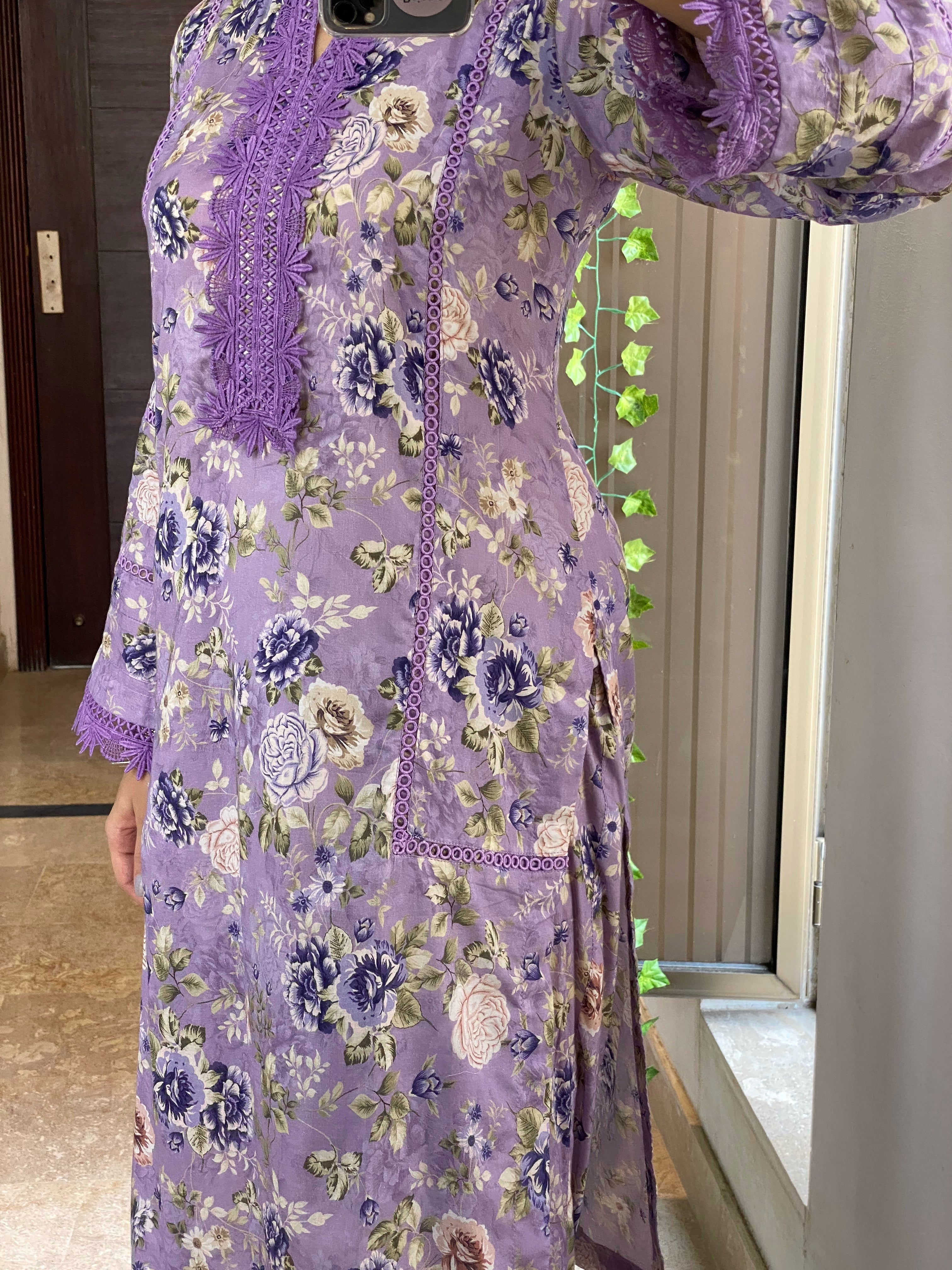 3pcs lilac lawn suit