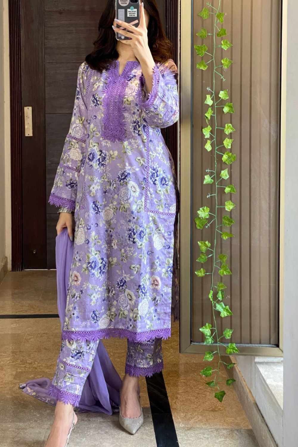 3pcs lilac lawn suit