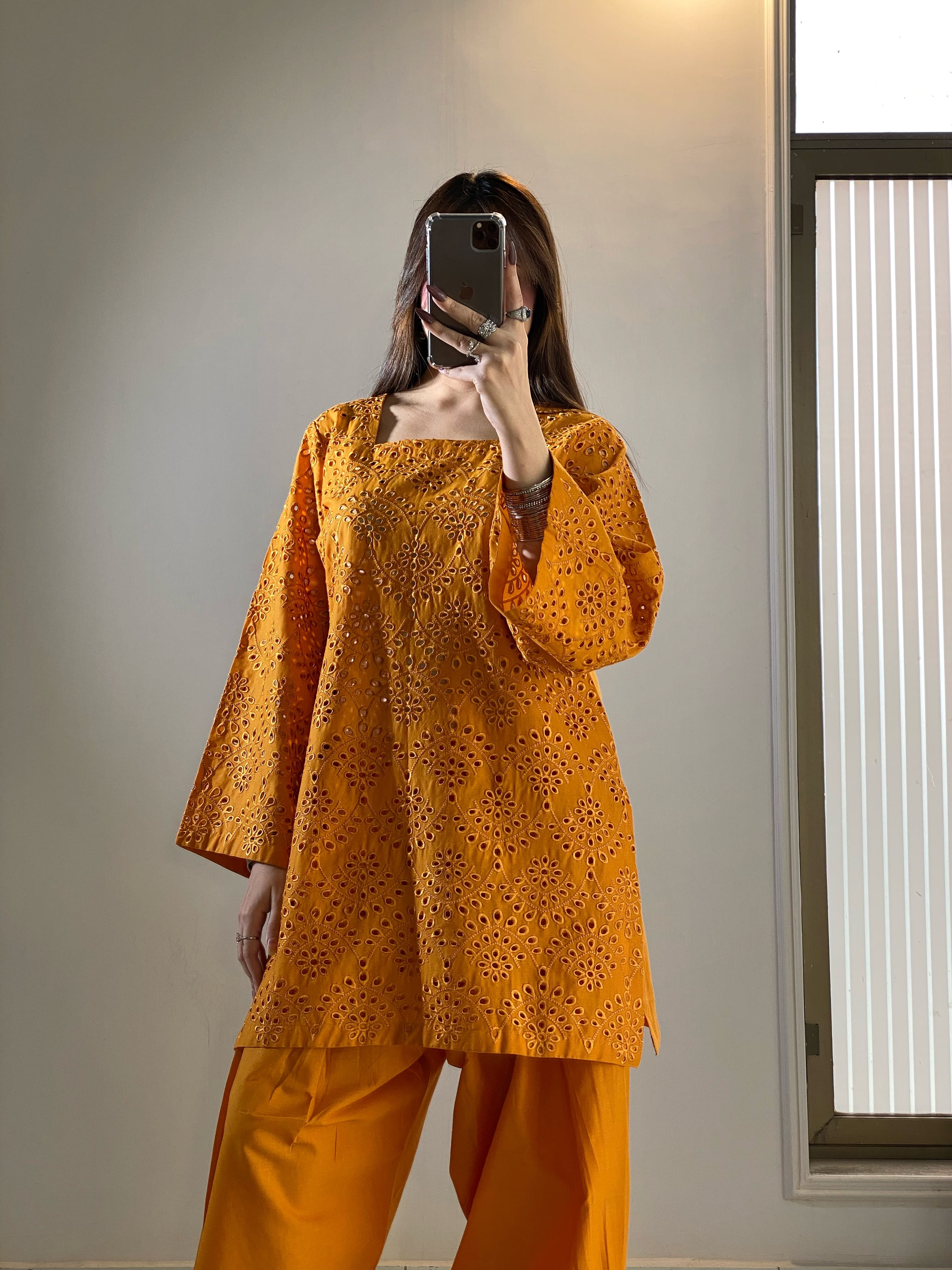 Ayesha.B 2pcs mustard (Chikankarri)