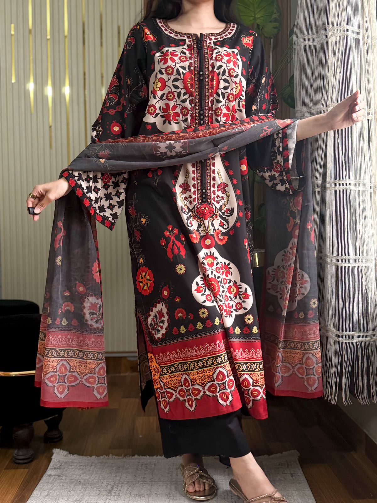 Ayesha.B 3pcs Arabic lawn (kaftan)