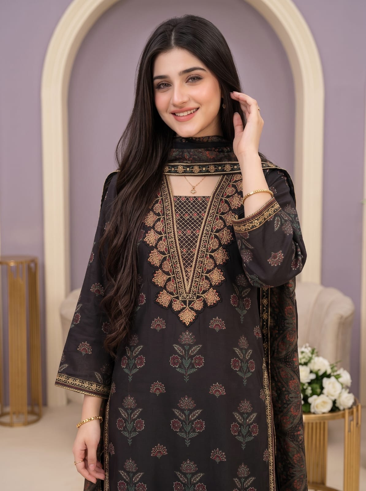 Ayesha.B 3pcs Black (GulRukh)