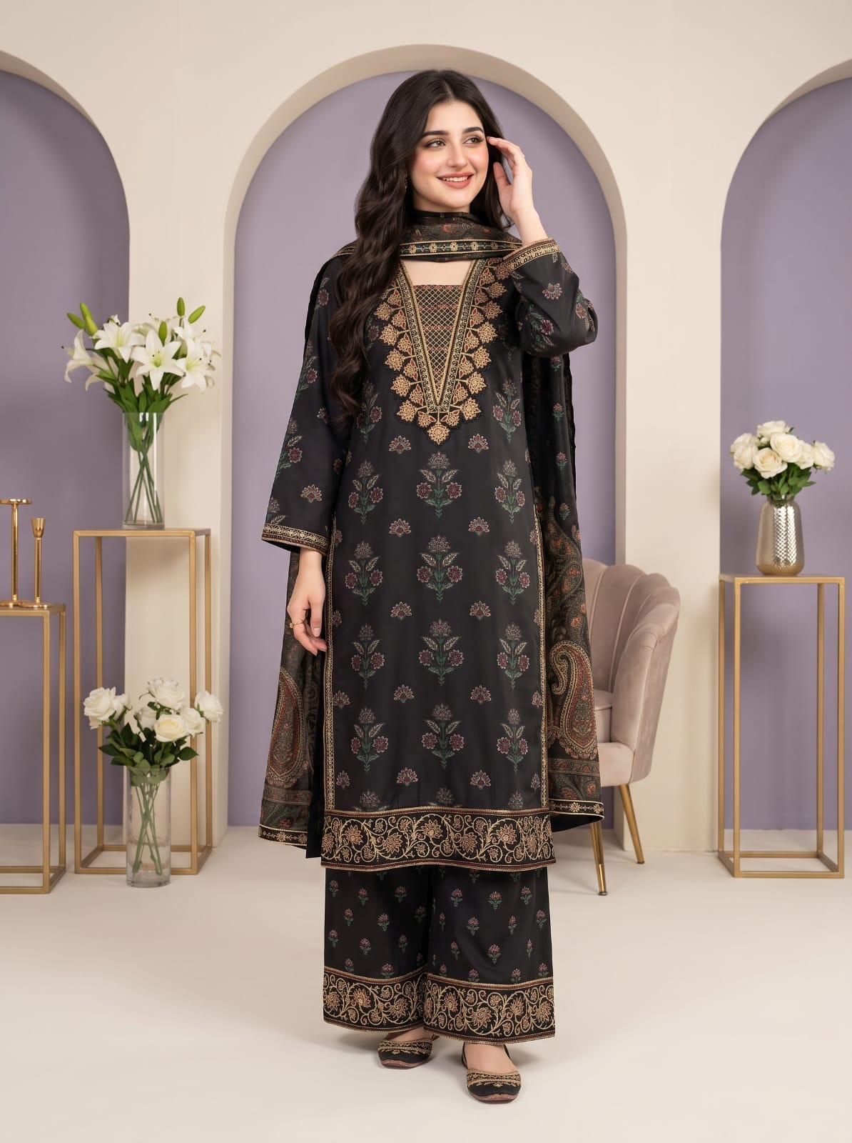 Ayesha.B 3pcs Black (GulRukh)