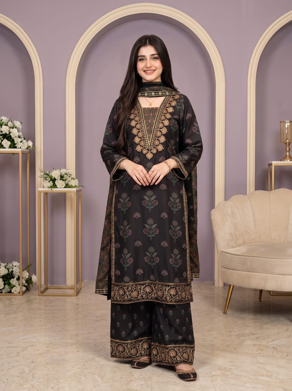 Ayesha.B 3pcs Black (GulRukh)
