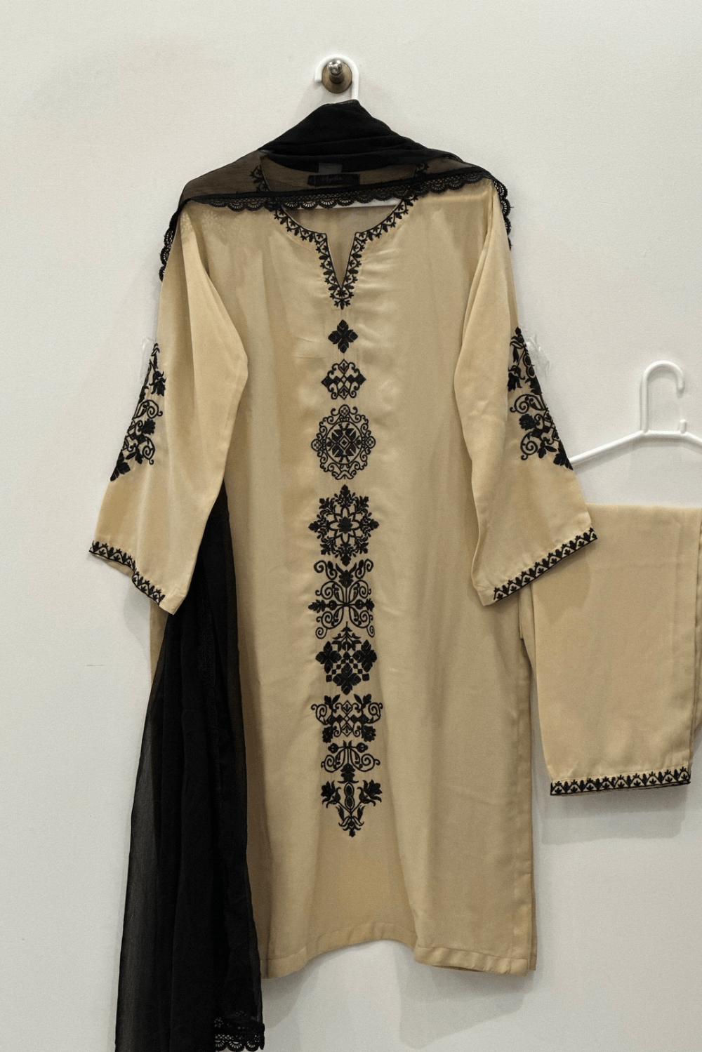 Ayesha.B 3pcs Georgette skin fabric black emb