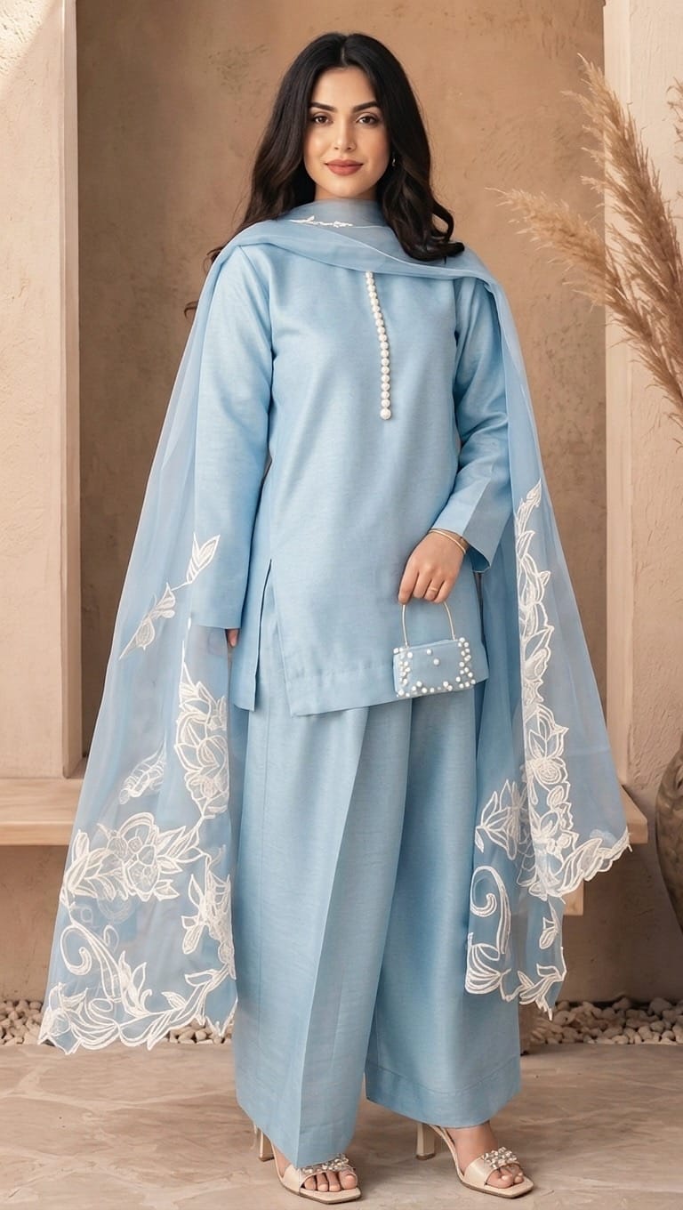 Ayesha.B 3pcs ice blue (luxury)