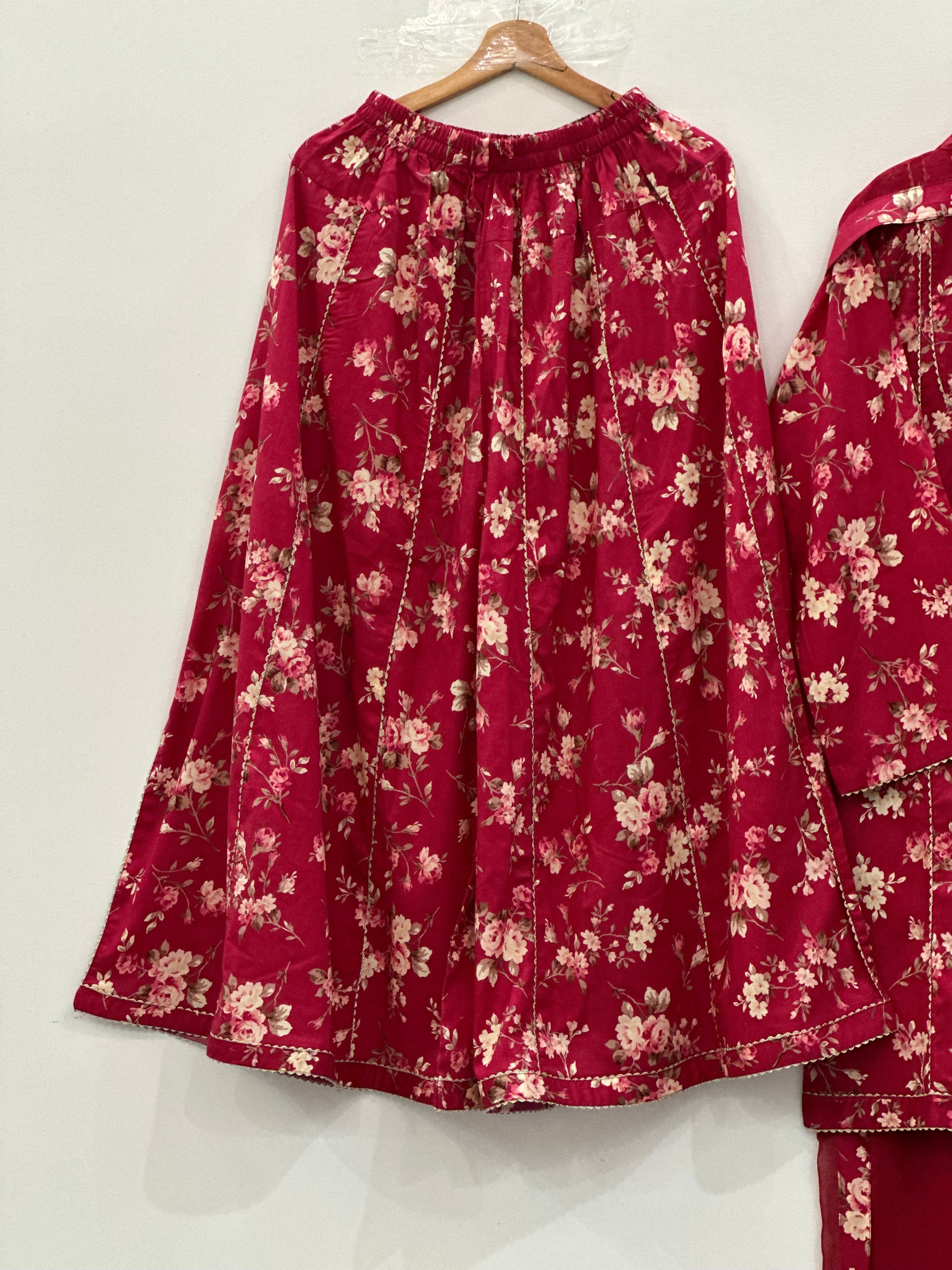 Ayesha.B 3pcs mehroon lawn flapper style (ramsha)