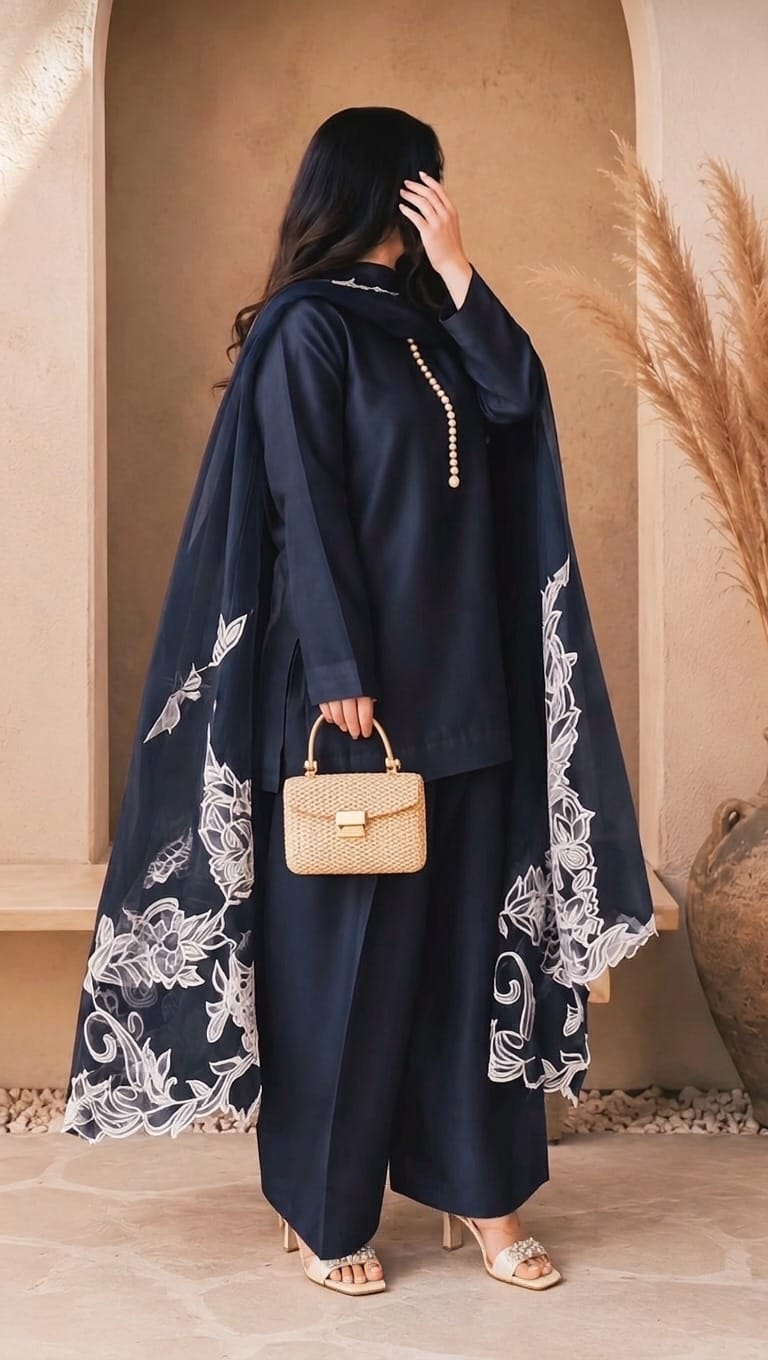Ayesha.B 3pcs Navy blue (luxury)