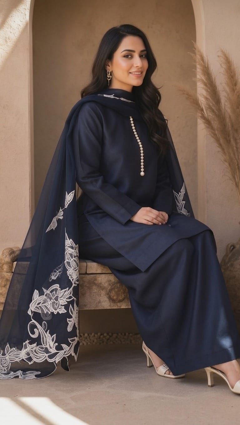 Ayesha.B 3pcs Navy blue (luxury)