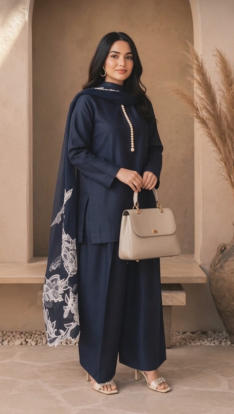 Ayesha.B 3pcs Navy blue (luxury)