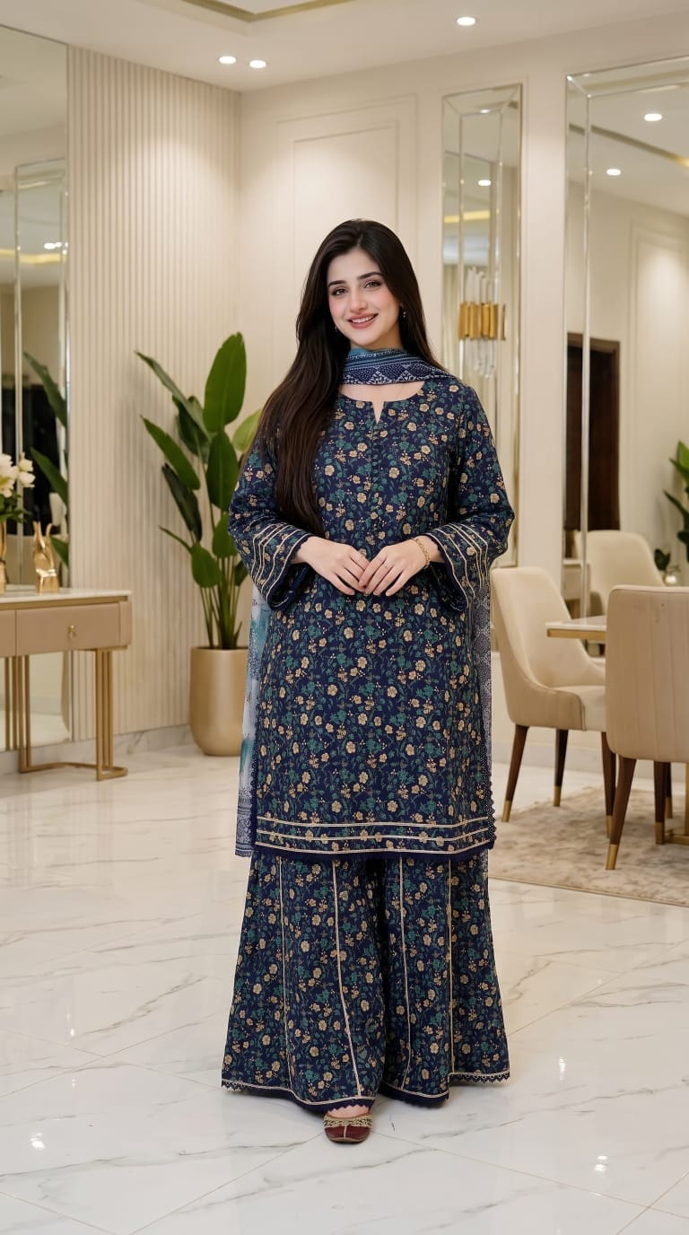 Ayesha.B 3pcs pure lawn blue (naila)