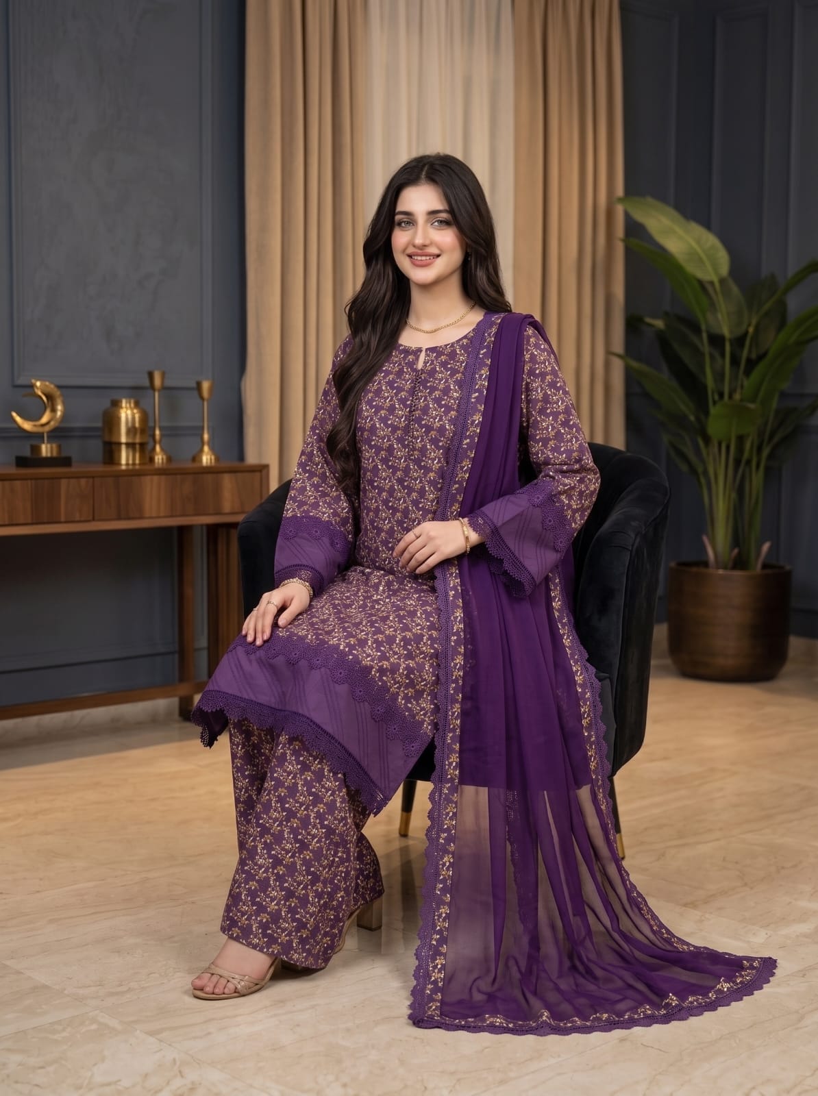 Ayesha.B 3pcs pure lawn (Haya)