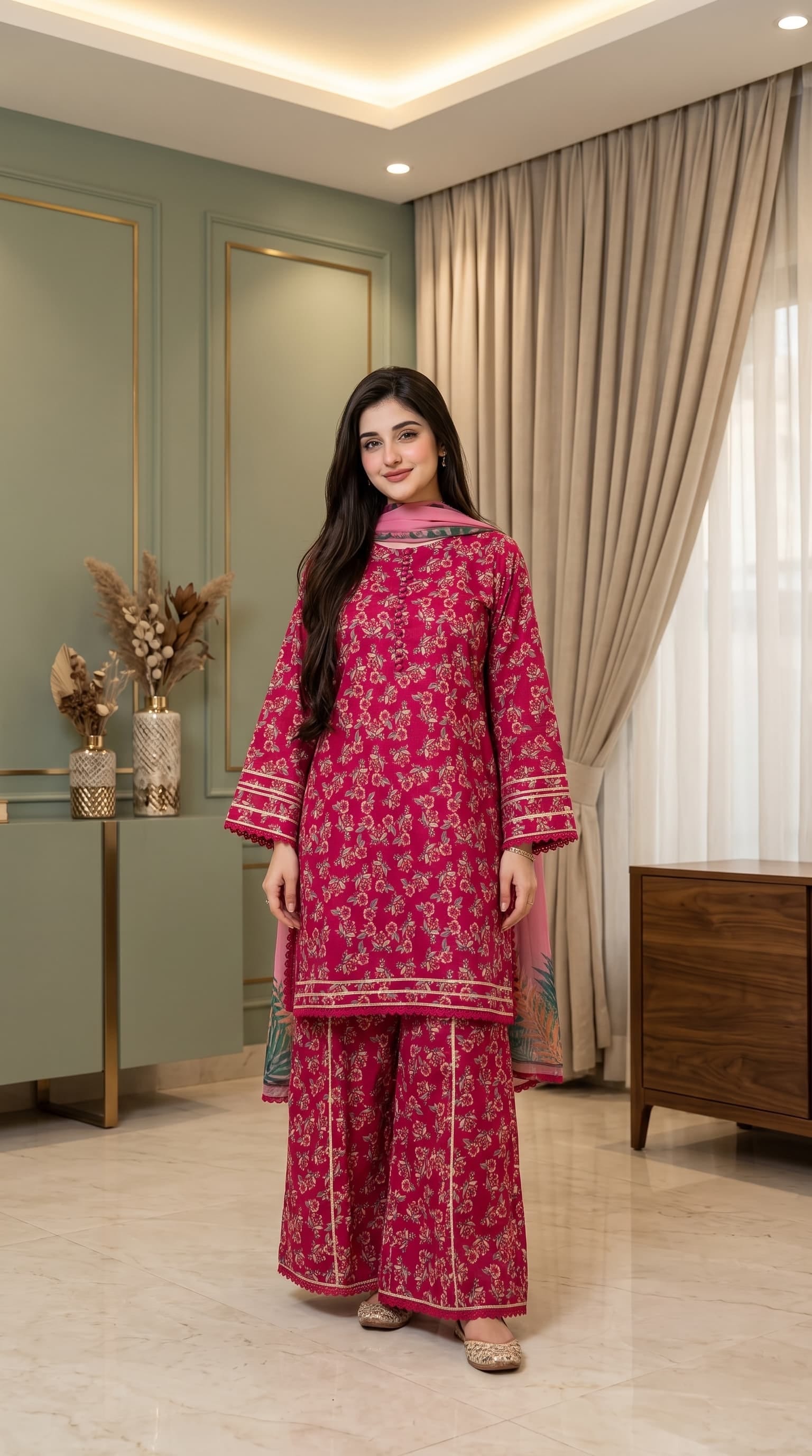 Ayesha.B 3pcs pure lawn maroon (naila)