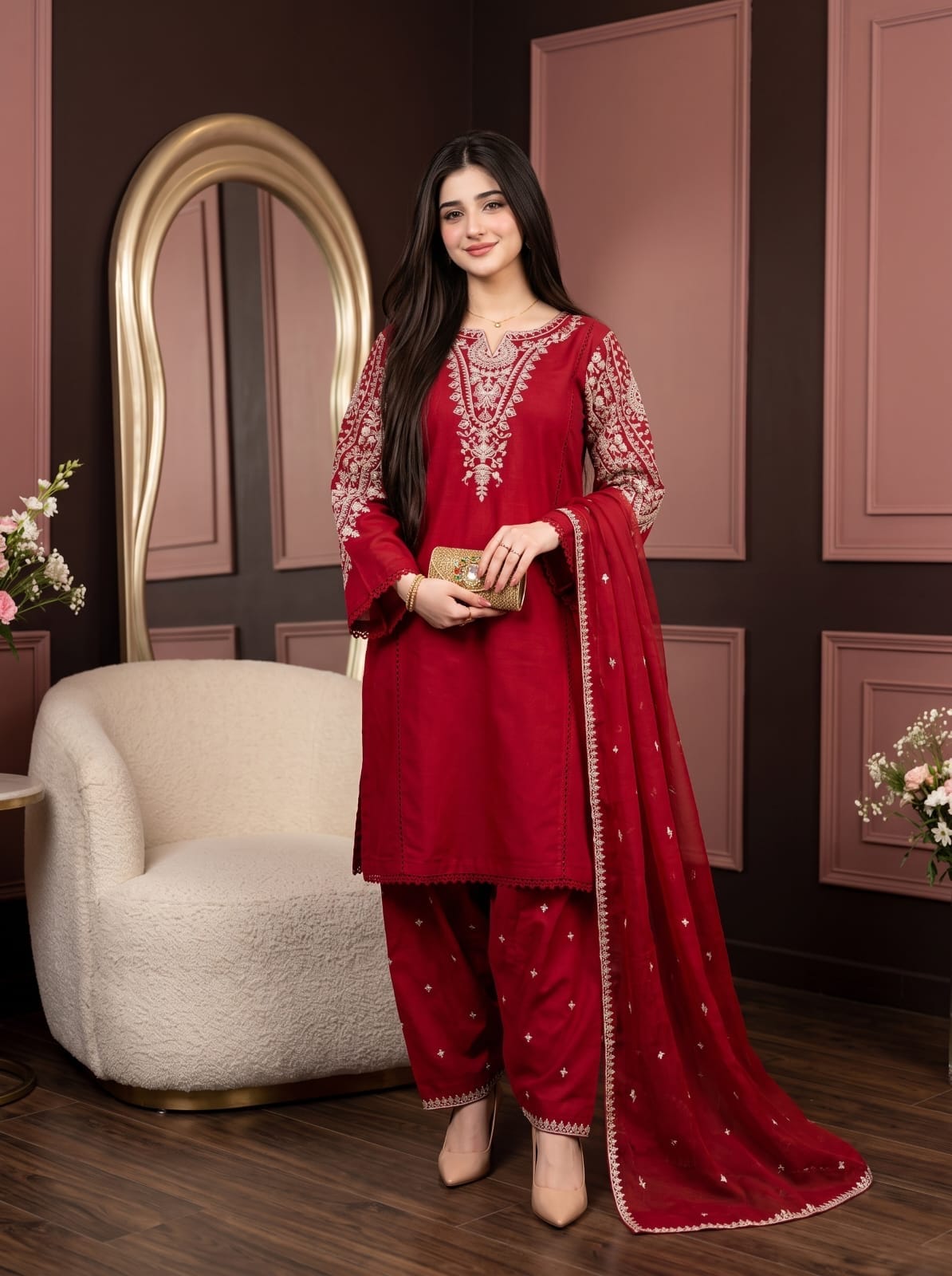 Ayesha.B Large / Maroon 3pcs (sheela)