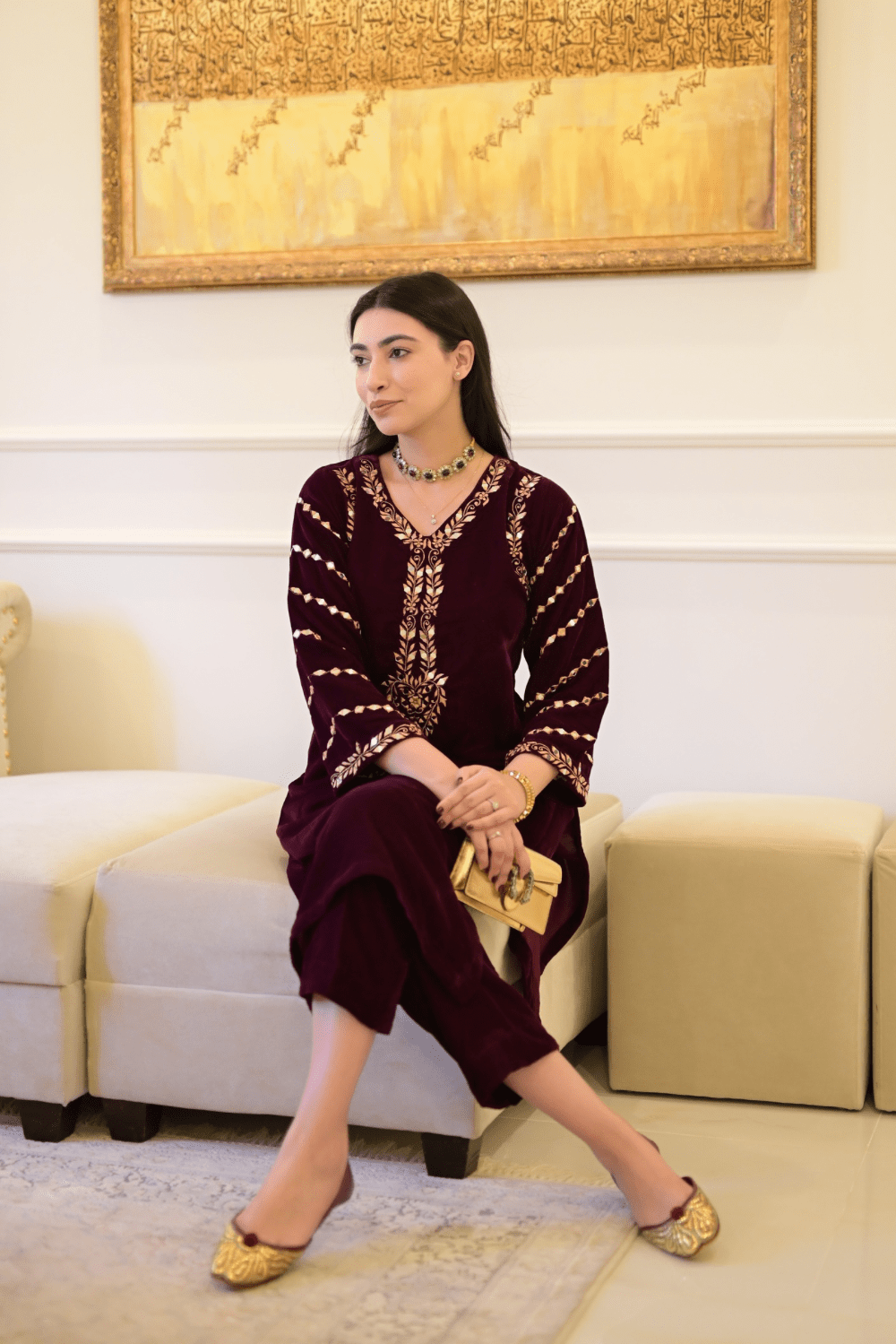 Ayesha.B Maroon / Small 2pcs micro velvet (naila)