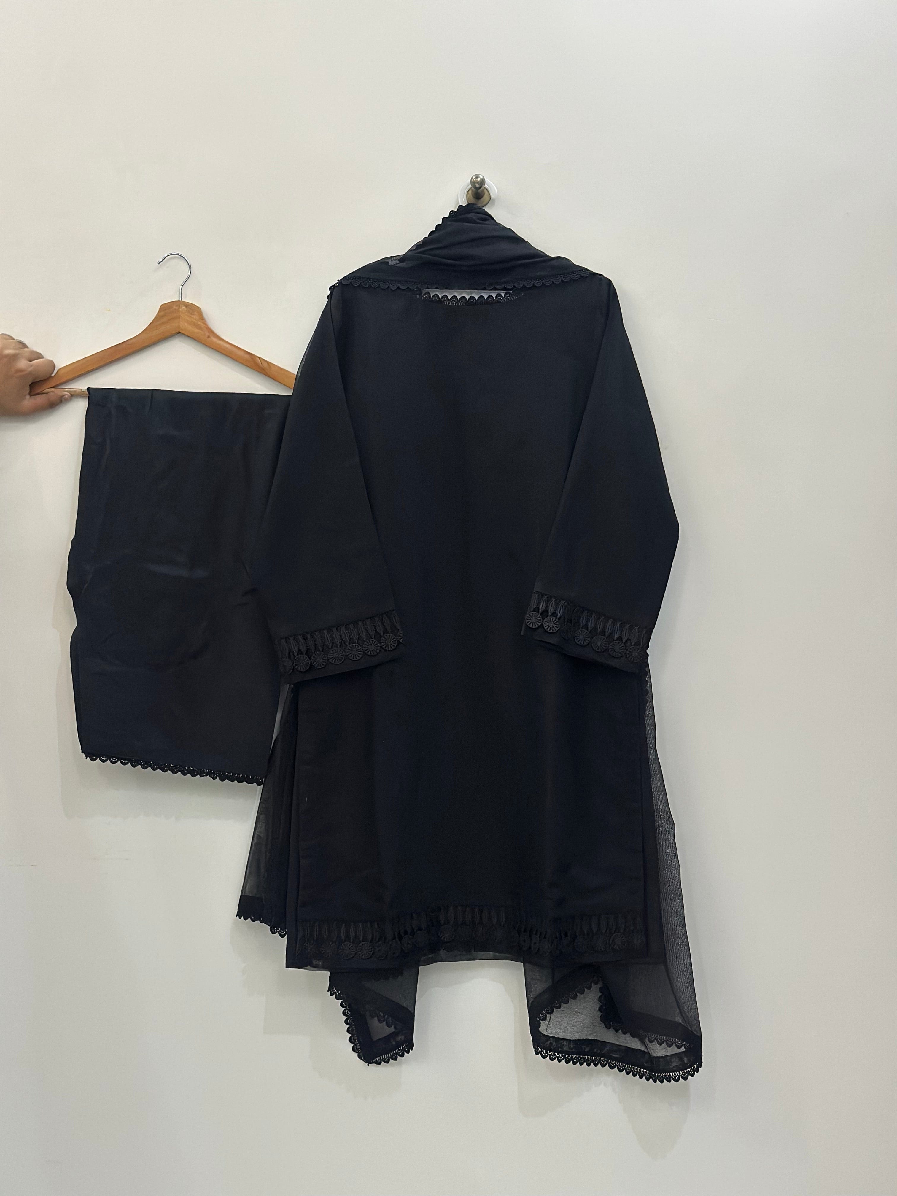 Ayesha.B Small / Black 3pcs (khadinet lacework)