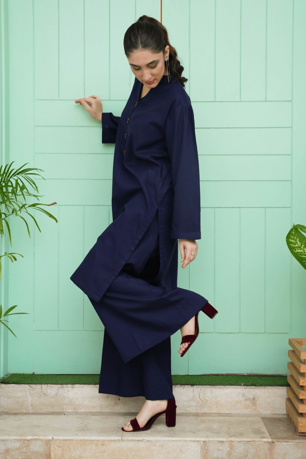 Ayesha.B Small / Blue 2pcs solid
