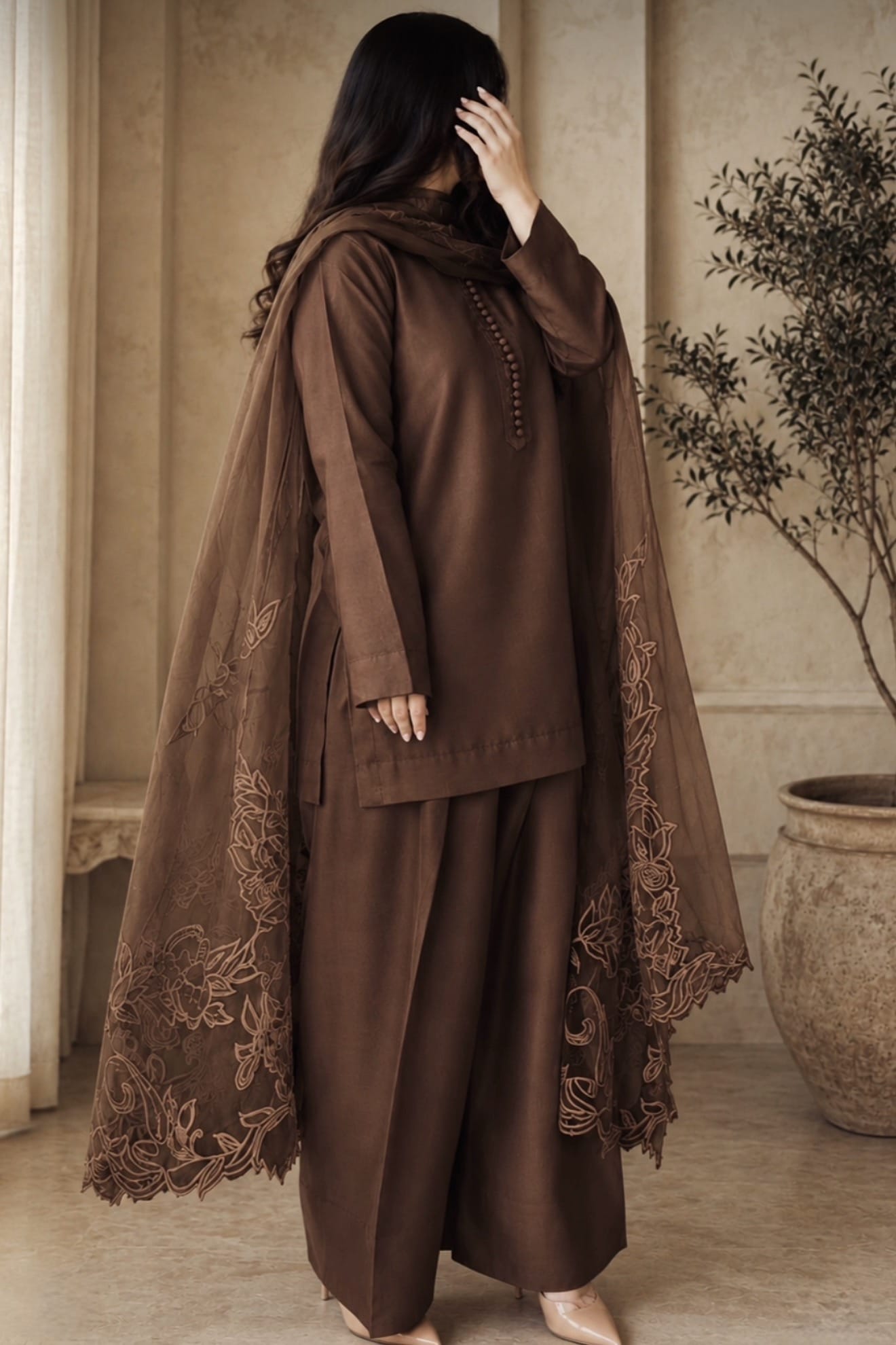 Ayesha.B Small / Brown 3pcs (luxury)