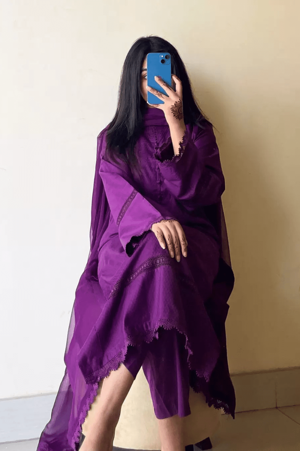 Ayesha.B Small / Purple 3pcs cambric lawn shirt lenght 46
