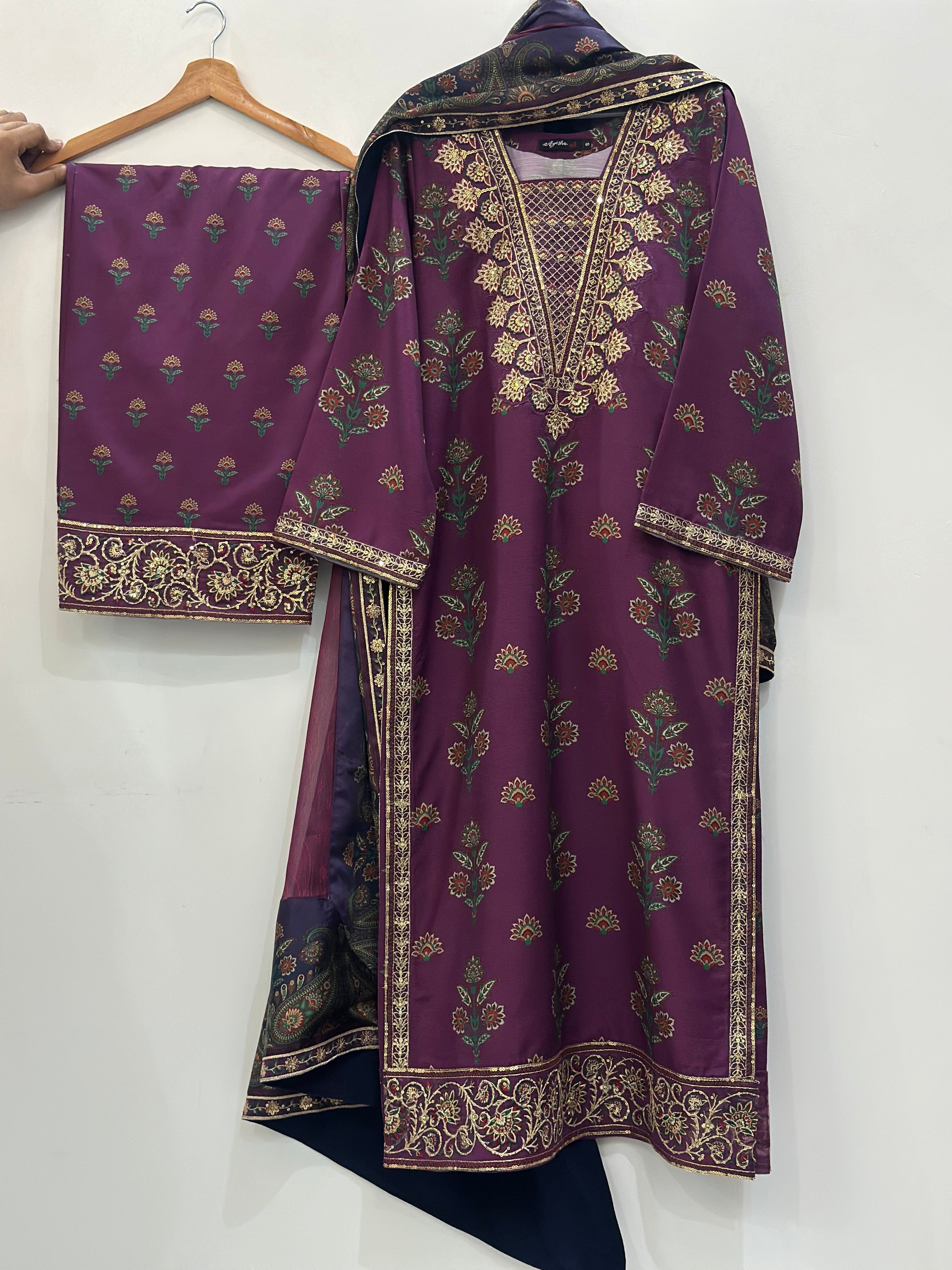 Ayesha.B Small / Purple 3pcs (Gulrukh)