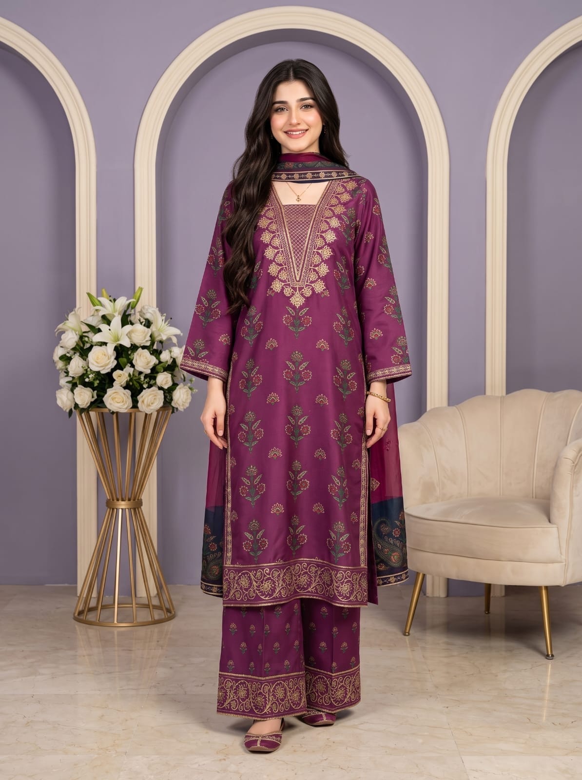 Ayesha.B Small / Purple 3pcs (Gulrukh)