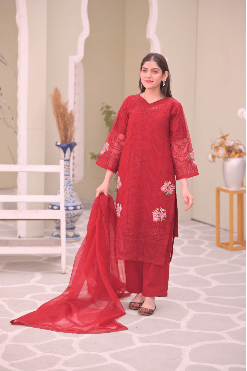 Ayesha.B Small / Red 3pcs (malaika)
