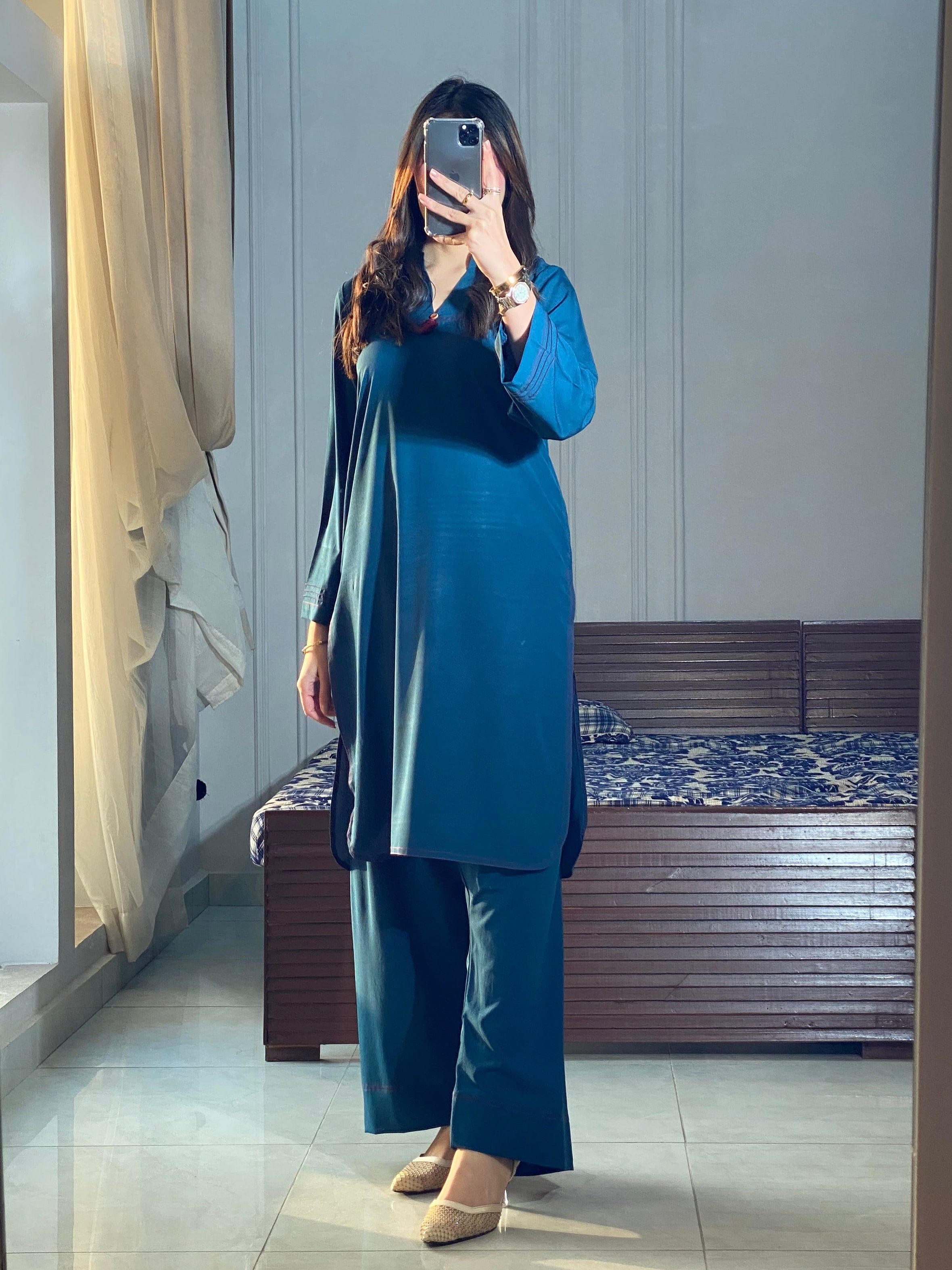 Ayesha.B Small / Seagreen 2pcs (solid)